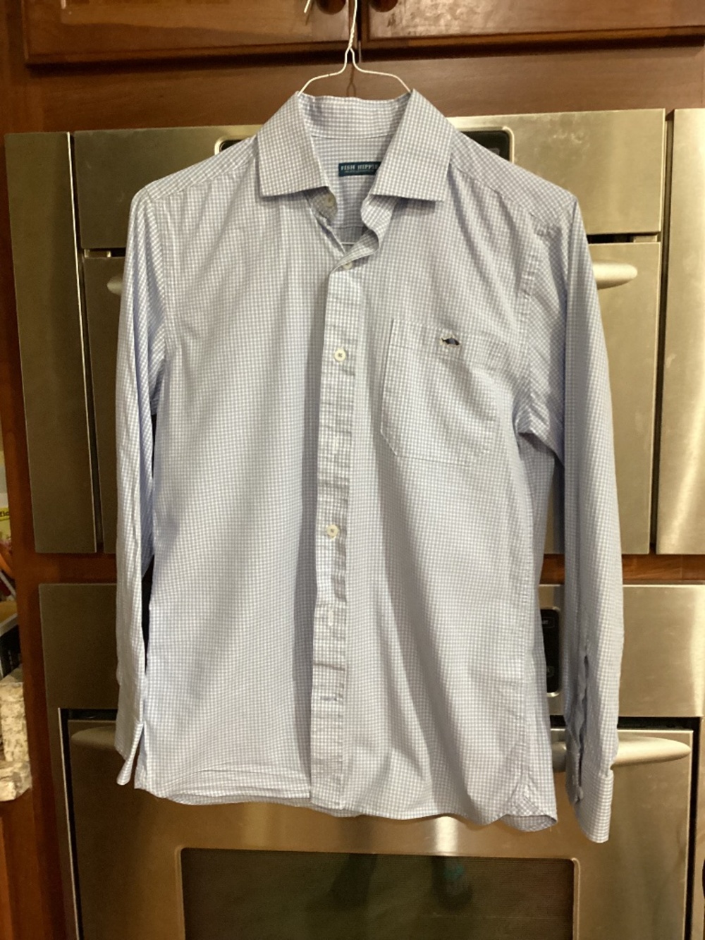 Fish Hippie blue white checked Button up Dress shirt